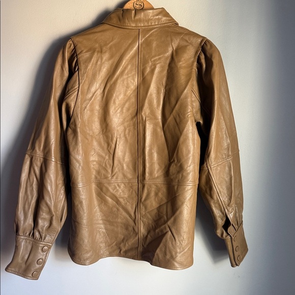 GANNI LAMB LEATHER BUTTON DOWN CARAMEL 4 - Picture 3 of 11